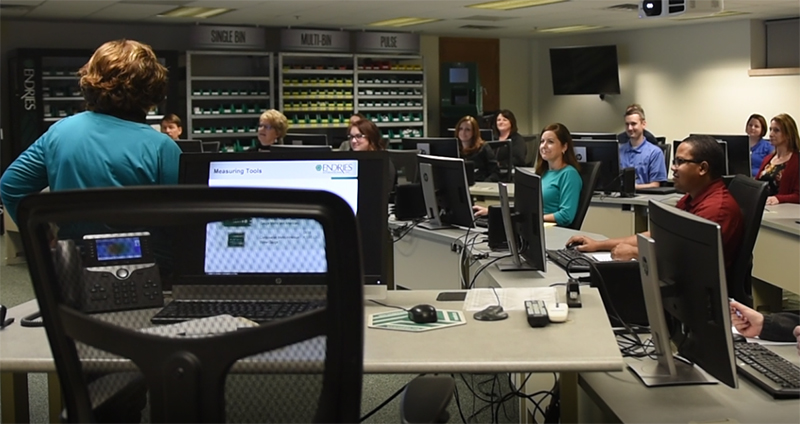 Endries employees in a training classroom